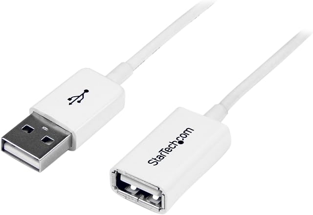 StarTech.com USBEXTPAA2MW 2 m White USB 2.0 Extension Cable Cord, A to A, USB Male to Female Cable, 1x USB A (M), 1x USB A (F) - White