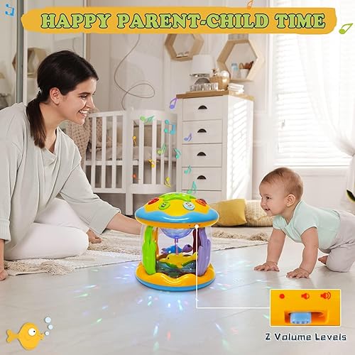 Vista 4 de M SANMERSEN Baby Boys Toys 6-12 Months, Babies Ocean Rotating Lights Up Musical Toys for 0-6 12-18 Months Newborn Infant Crawling Tummy Time Toys 1