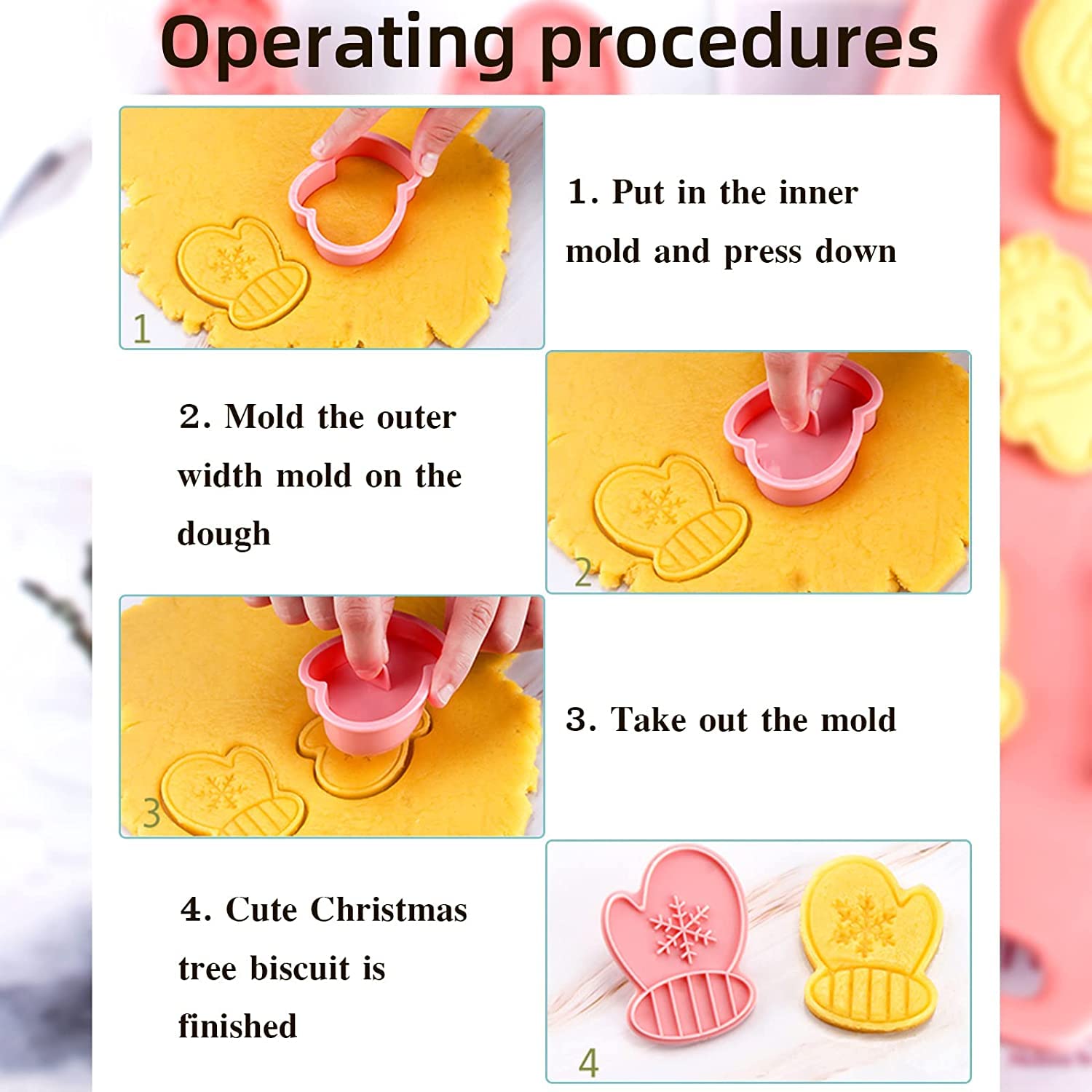 Tuofang - Lot De 8 Emporte-Pièces Noël 3D En Plastique - Pour Biscuits, Gâteaux, Fondant - Motifs De Noël Pour Enfants - 3