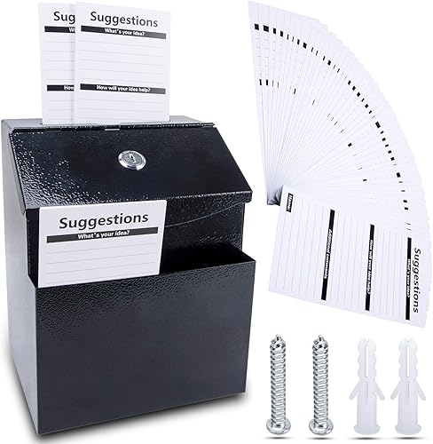 Caja de sugerencias con ranura y cerradura, material fiable, urna versátil para boletas y comentarios - Fácil instalación - 6.9 x 5.9 x 8.3 pulgadas