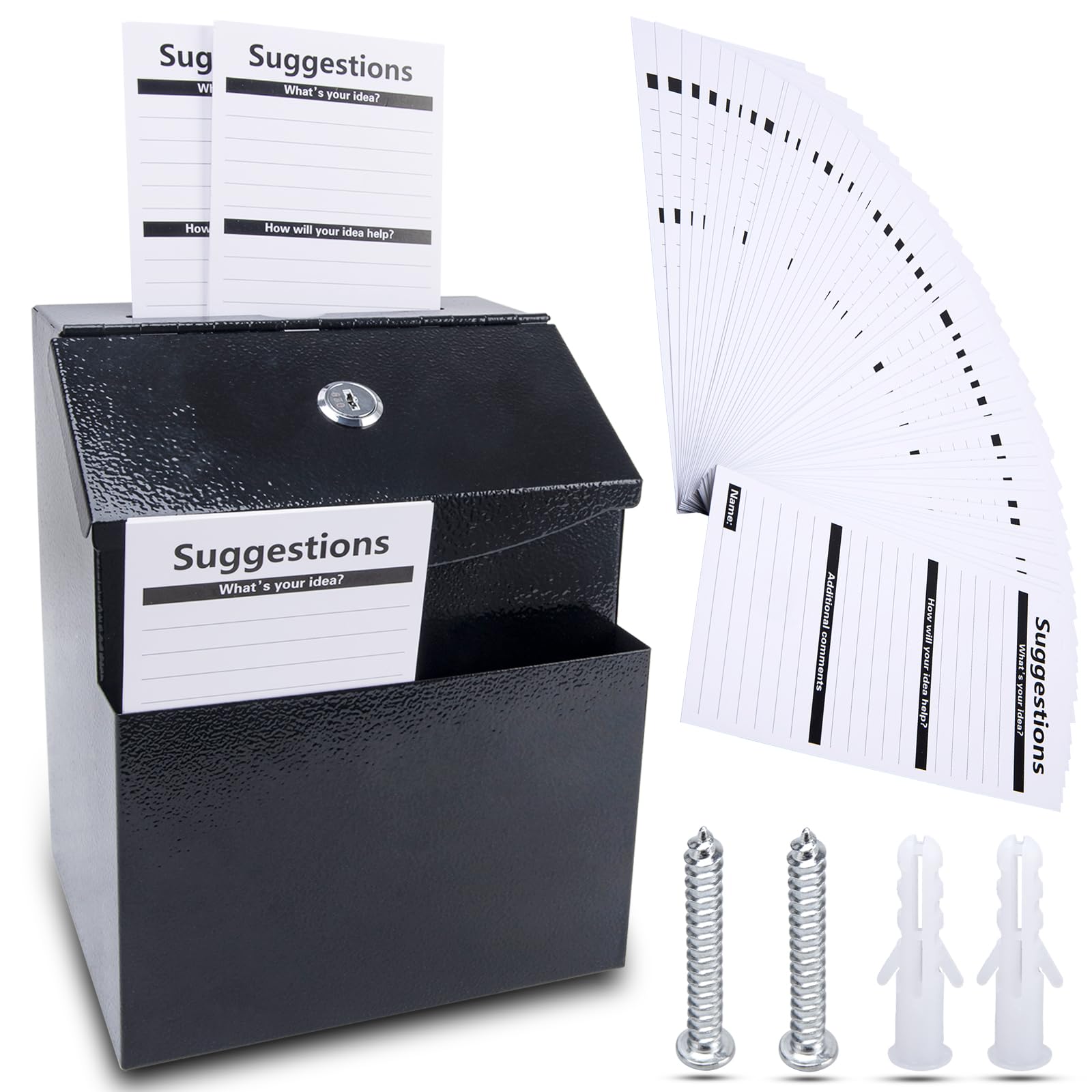 Suggestion Box with Slot and Lock, Reliable Material - Versatile Ballot Box for Ballots and Feedback - Easy Installation - 6.9" x 5.9" x 8.3" (FYC-2)