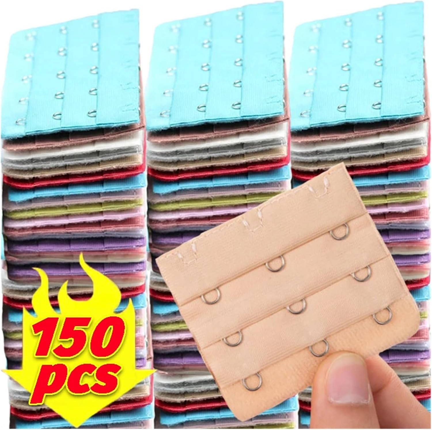 Bra Extenders 3 Hooks 150pcs Elastic Bra Extender Adjustable Belt Buckle Extension Strap Hook