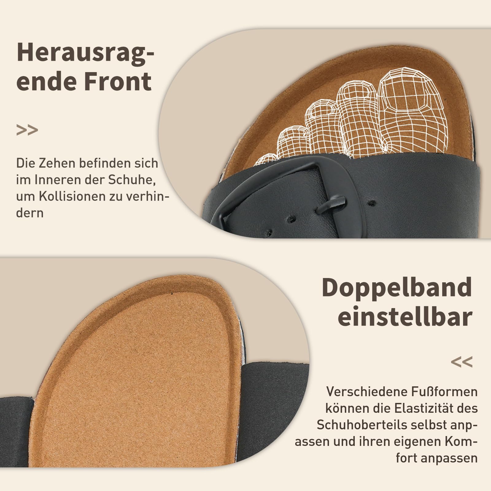 Torotto Damen Sandalen Pantoletten Bequeme Verstellbare Schnalle
