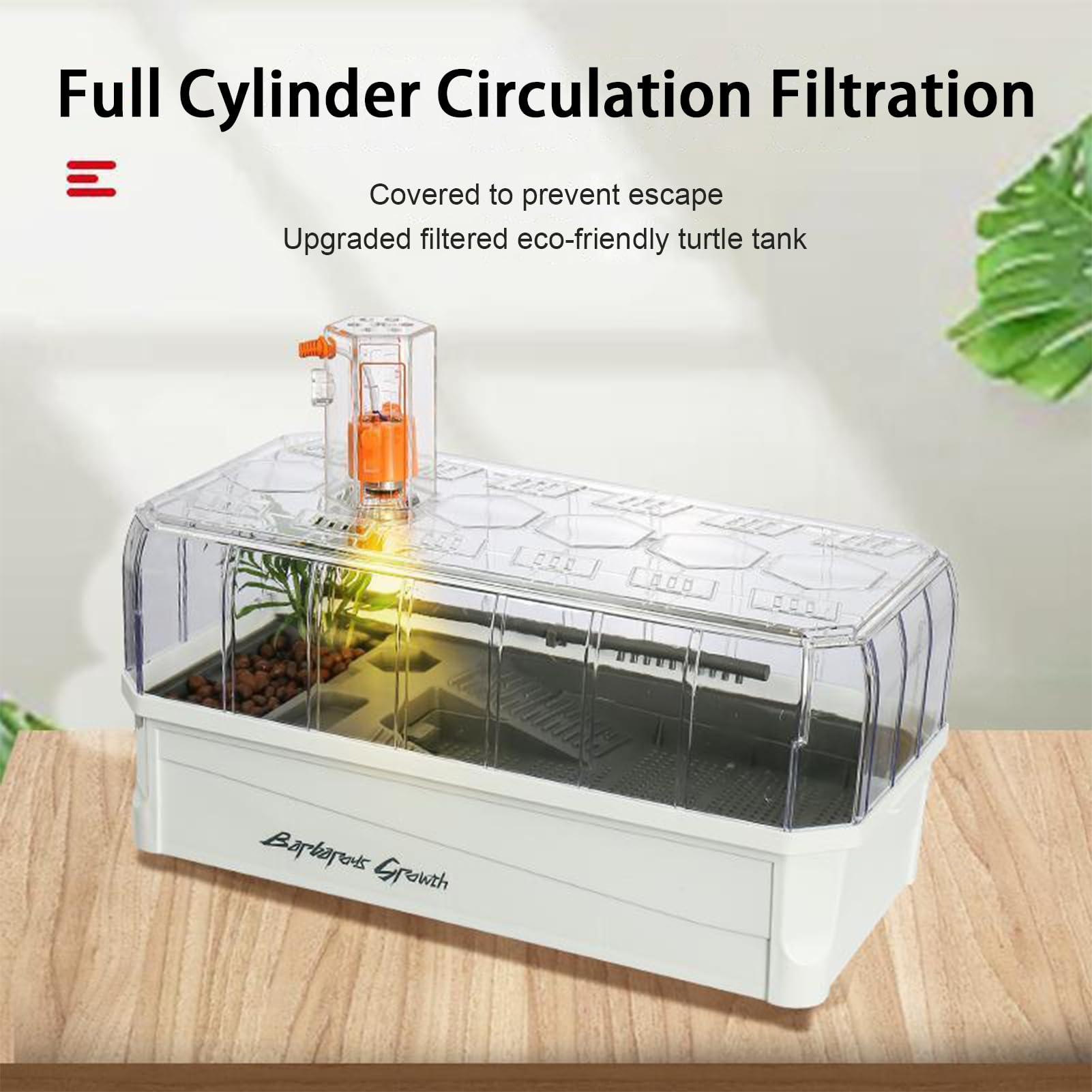 Terrarium Dla żółWi Akwarium Dla żółWi Kompletny Zestaw z Platformą do Wygrzewania, Rampą, OśWietleniem LED, łAtwym OdpłYwem Dla MałYch żółWi LąDowych White Large