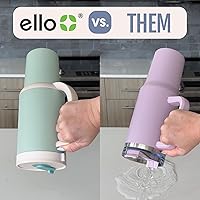 Vista 4 de Ello Oasis Vaso de 24 oz con asa y popote retráctil Taza reutilizable de acero inoxidable aislada 100% a prueba de fugas, regalos