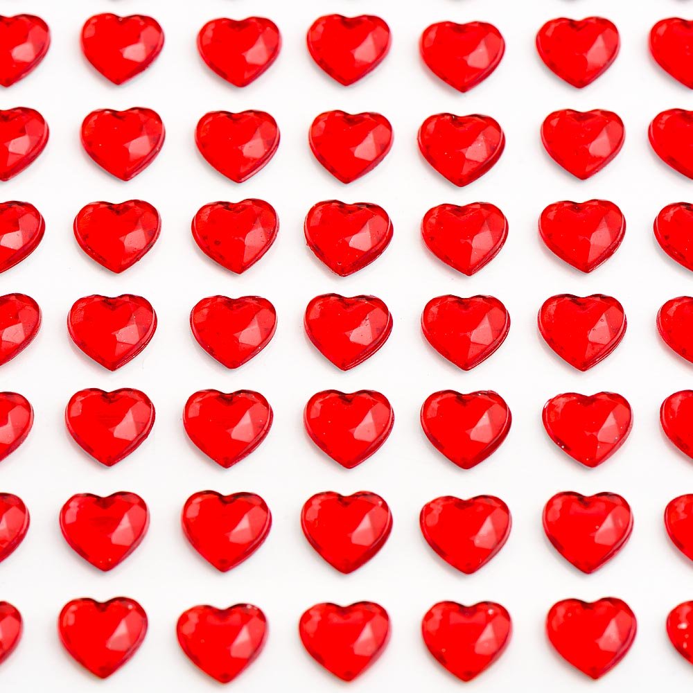 Italian Options - 6mm Red Heart Self Adhesive Stick on Gems (100 pcs)