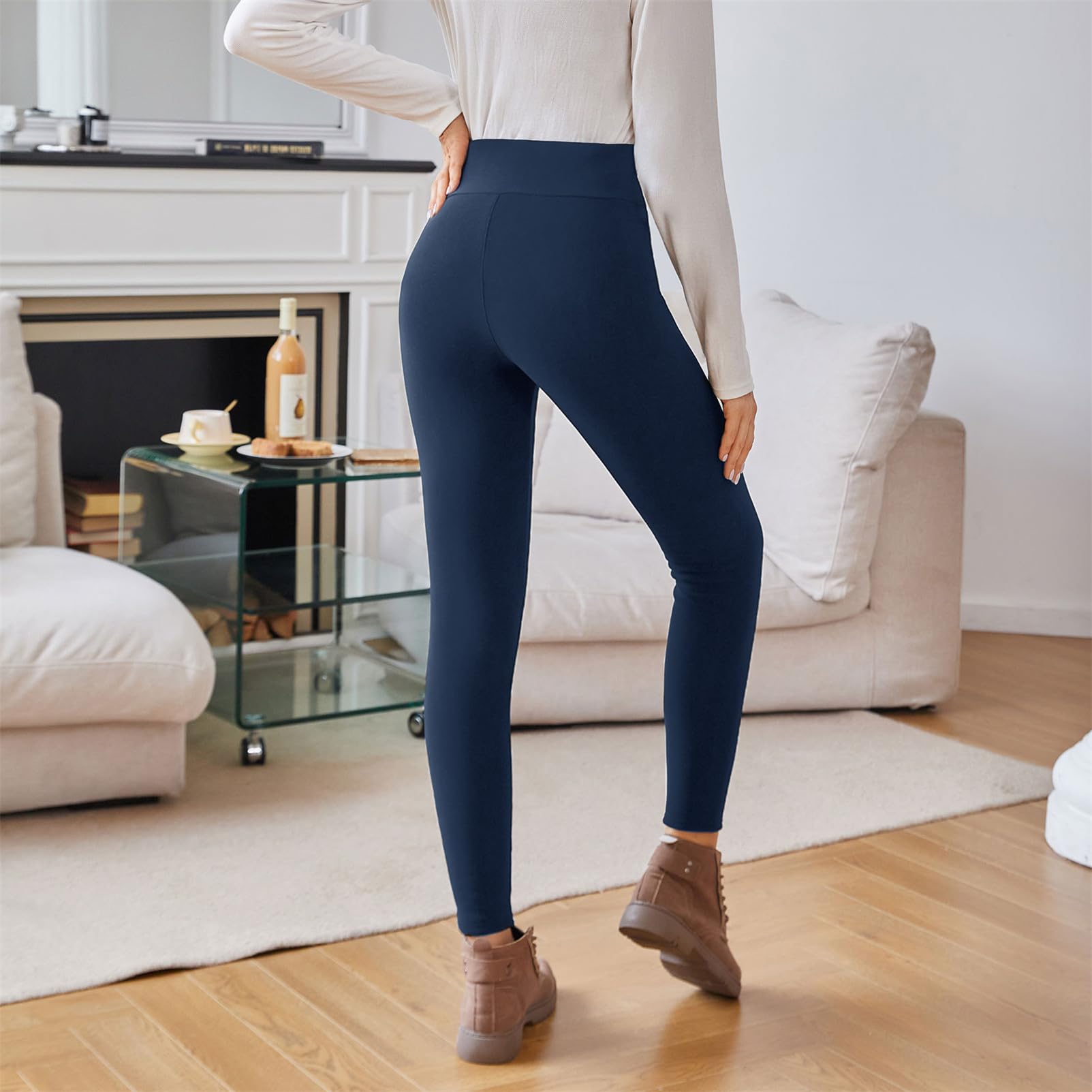 Tolaler Damskie legginsy polarowe, ciepłe legginsy damskie na zimę, legginsy termiczne z wysokim stanem, do jogi, fitnessu, na narty, grube, rozciągliwe legginsy