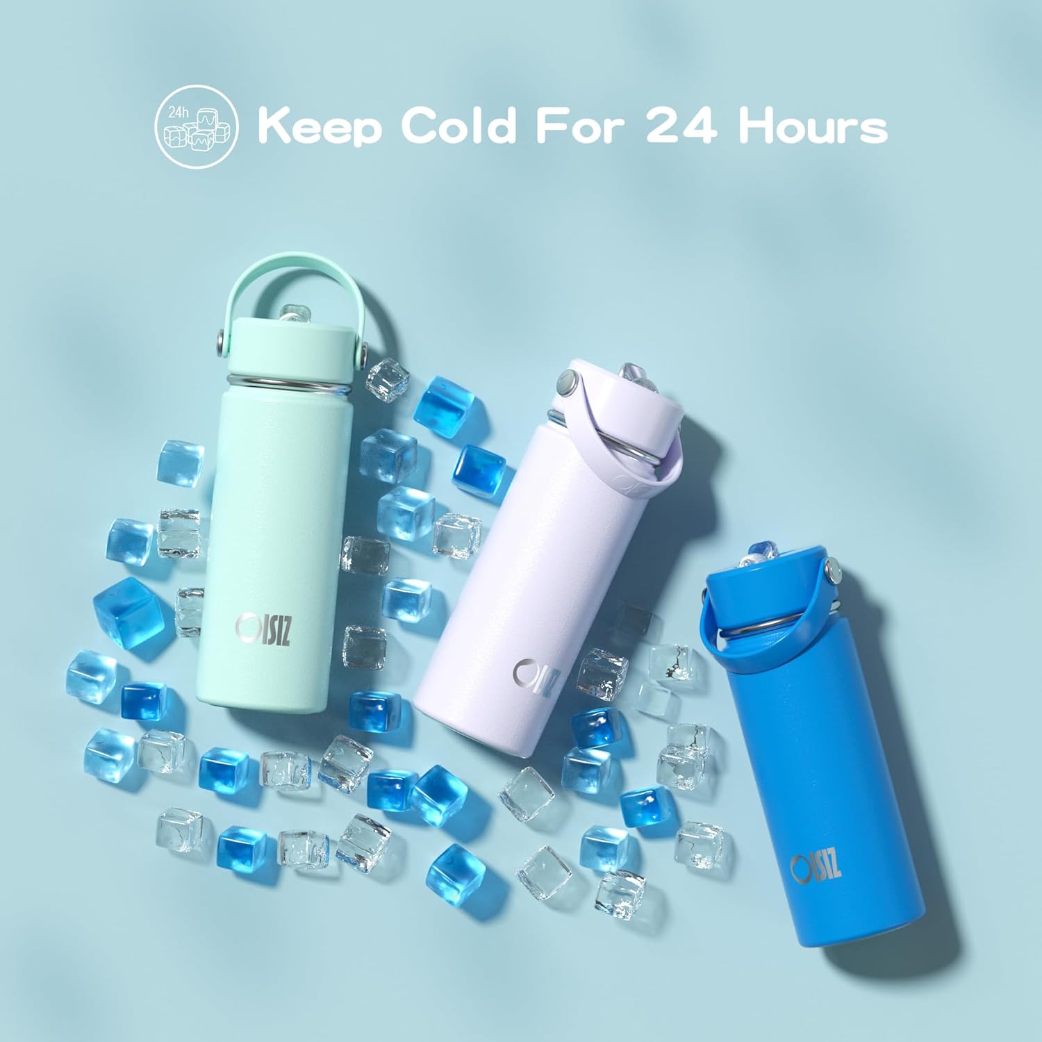 OISIZ 18oz Kids Water Bottle with Straw Lid, Vacuum Insulated Water Bottle Stainless Steel Water Bottles for Kids for School, Leakproof Water Bottle, BPA Free and Keep Cold for 24 Hours