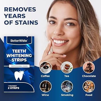 BetterWhite Professional Teeth Whitening Strips 7 Treatments - Enamel Safe - Non-Sensitive Formula - Peroxide-Free Whitening Strips - Dentist Formulated Teeth Whitening Kit (14 Strips)