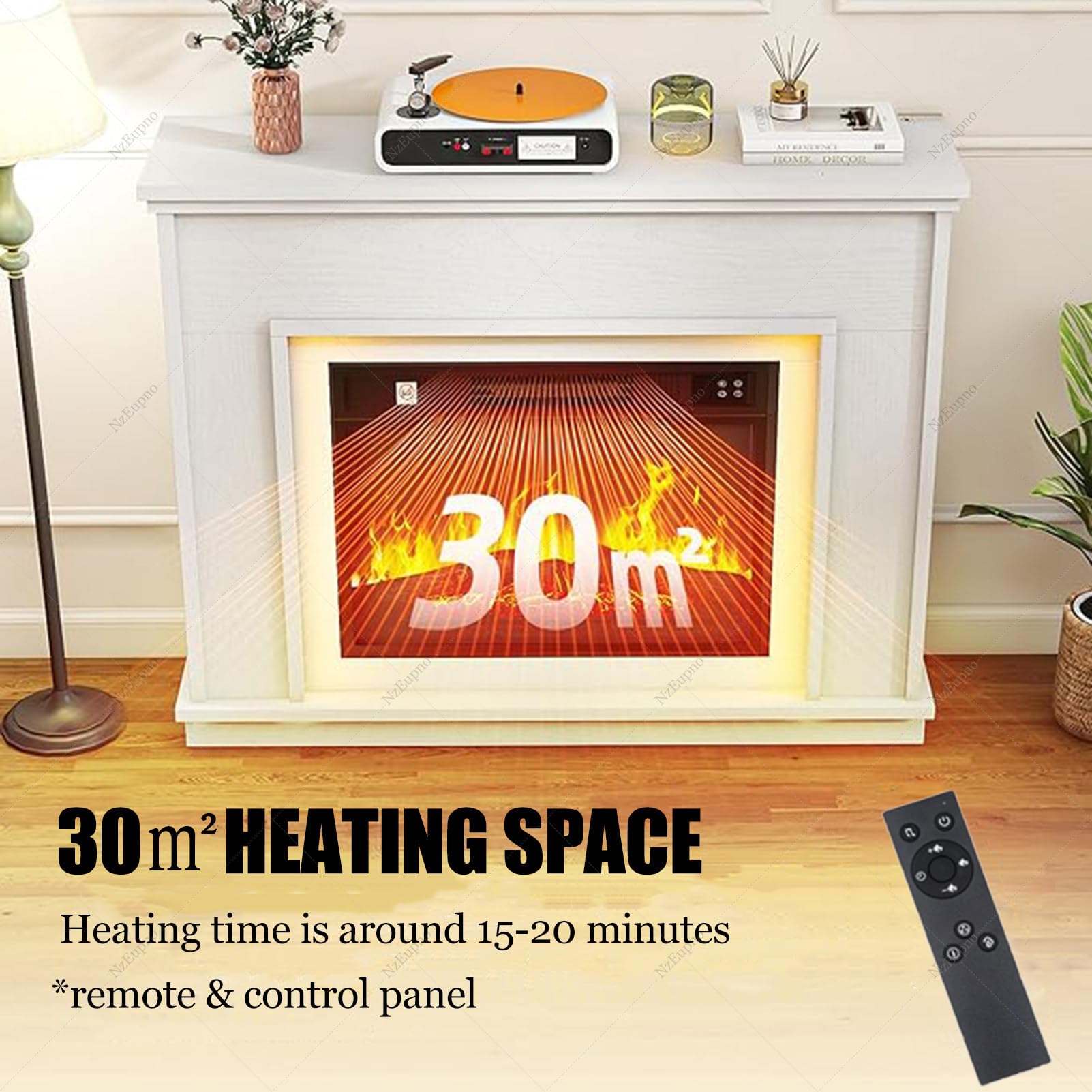 Simulation De CheminéE Chauffante, CheminéE éLectrique Murale Intelligente à Charbon De Bois Artificiel, CheminéE LinéAire/Thermostat, TéLéCommande Et éCran Tactile pour Chambre Et Salon 70cm