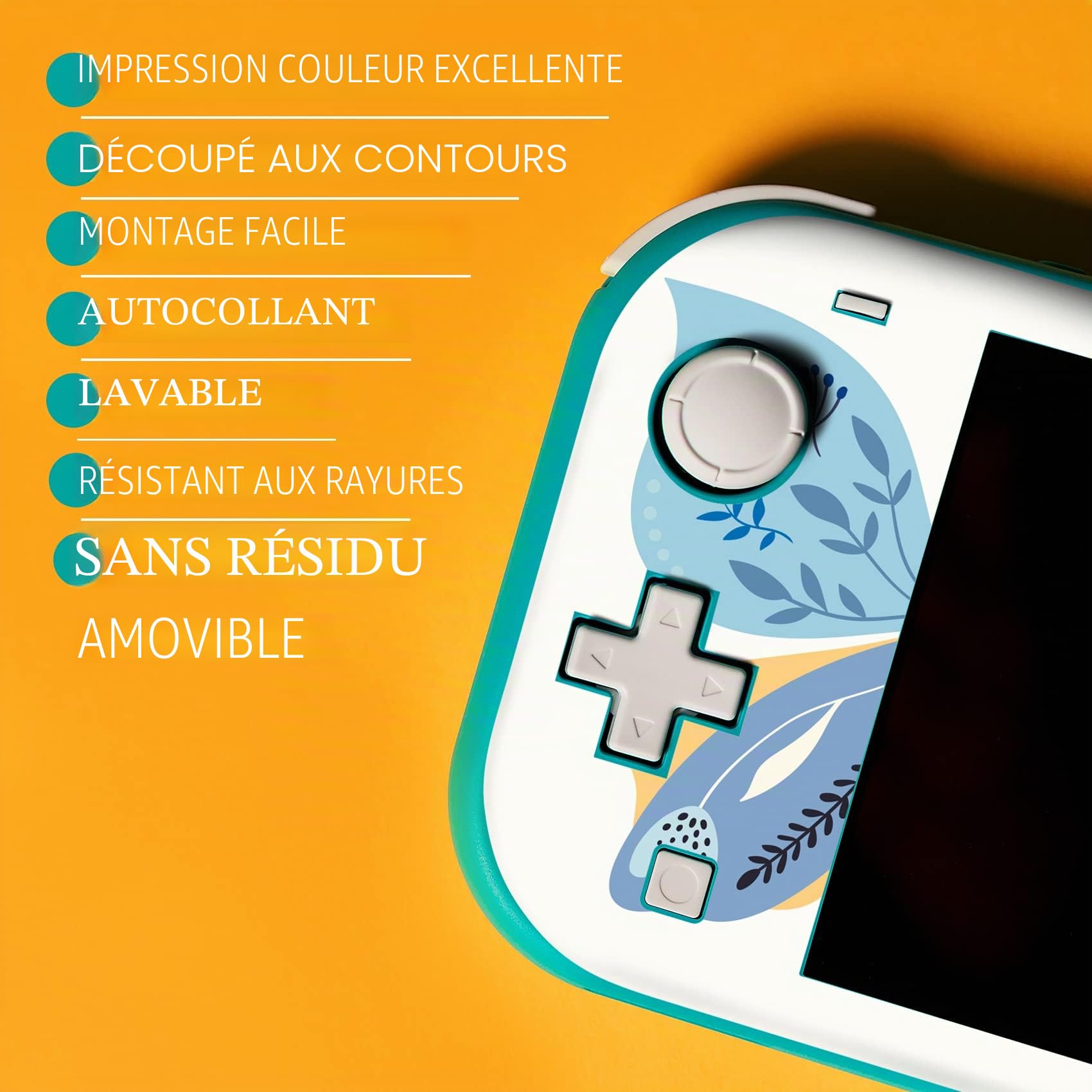 Finest Folia Film Skin compatible avec Nintendo Switch Lite Console de jeux Autocollant Protection contre les rayures Design Sticker Cover Console de jeux ajustement parfait autocollant R203 (02