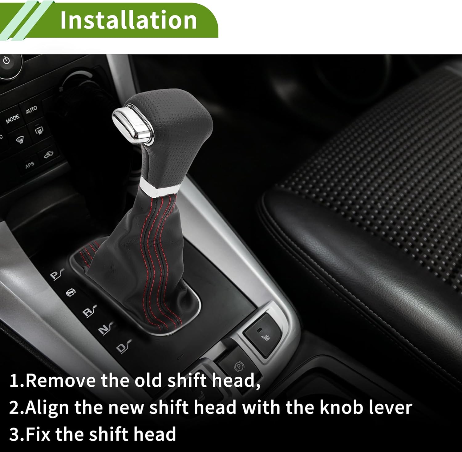 Automatic Gear Shifter Knob with Cover for VW Tiguan Touran Bora Passat Plastic Faux Leather Automotive Gearbox Stick Shifter Lever Knob Black Red