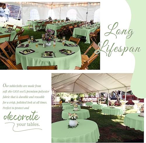 Miniatura 765 de Paquete de 8 manteles redondos blancos de 90 pulgadas, manteles redondos de poliéster lavables para mesa de tela decorativa resistente a