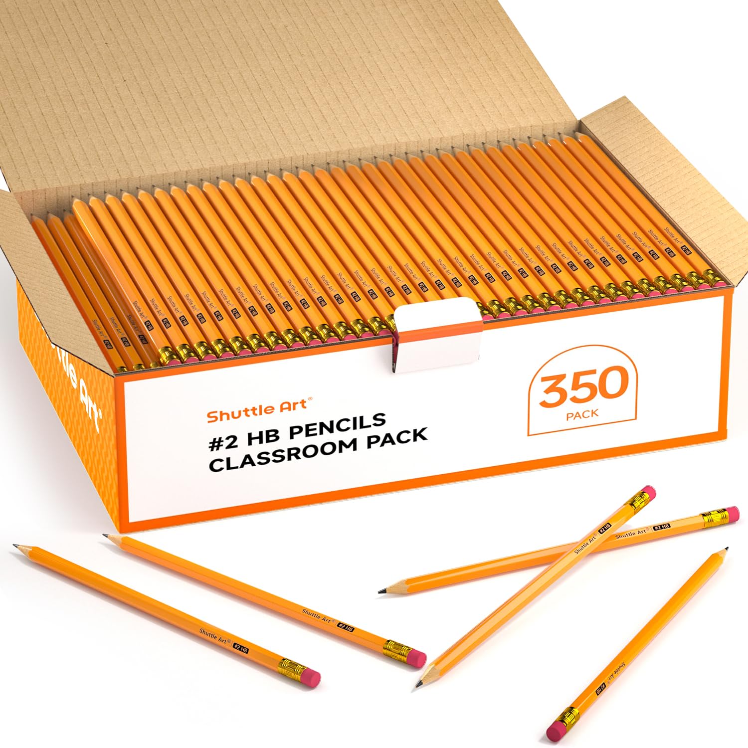 Wood-Cased #2 HB Pencils, 350 Pack Sharpened Yellow Pencils with Erasers, Bulk Pack Graphite Pencils for School and Teacher Supplies, Writing, Drawing and Sketching