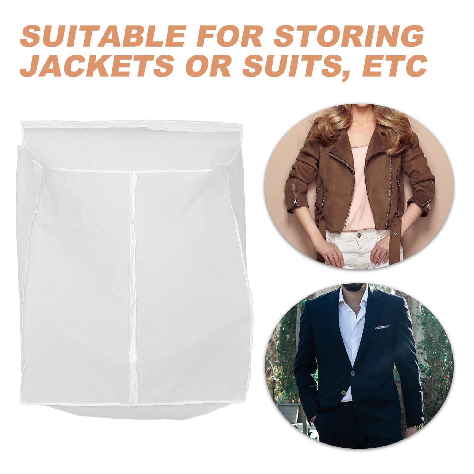 Angoily Funda para Colgar Ropa de Peva Reutilizable, Funda Protectora para Trajes y Abrigos, Cubierta Antidespolvo de Color Claro para Almacenamiento en Casa y Armario