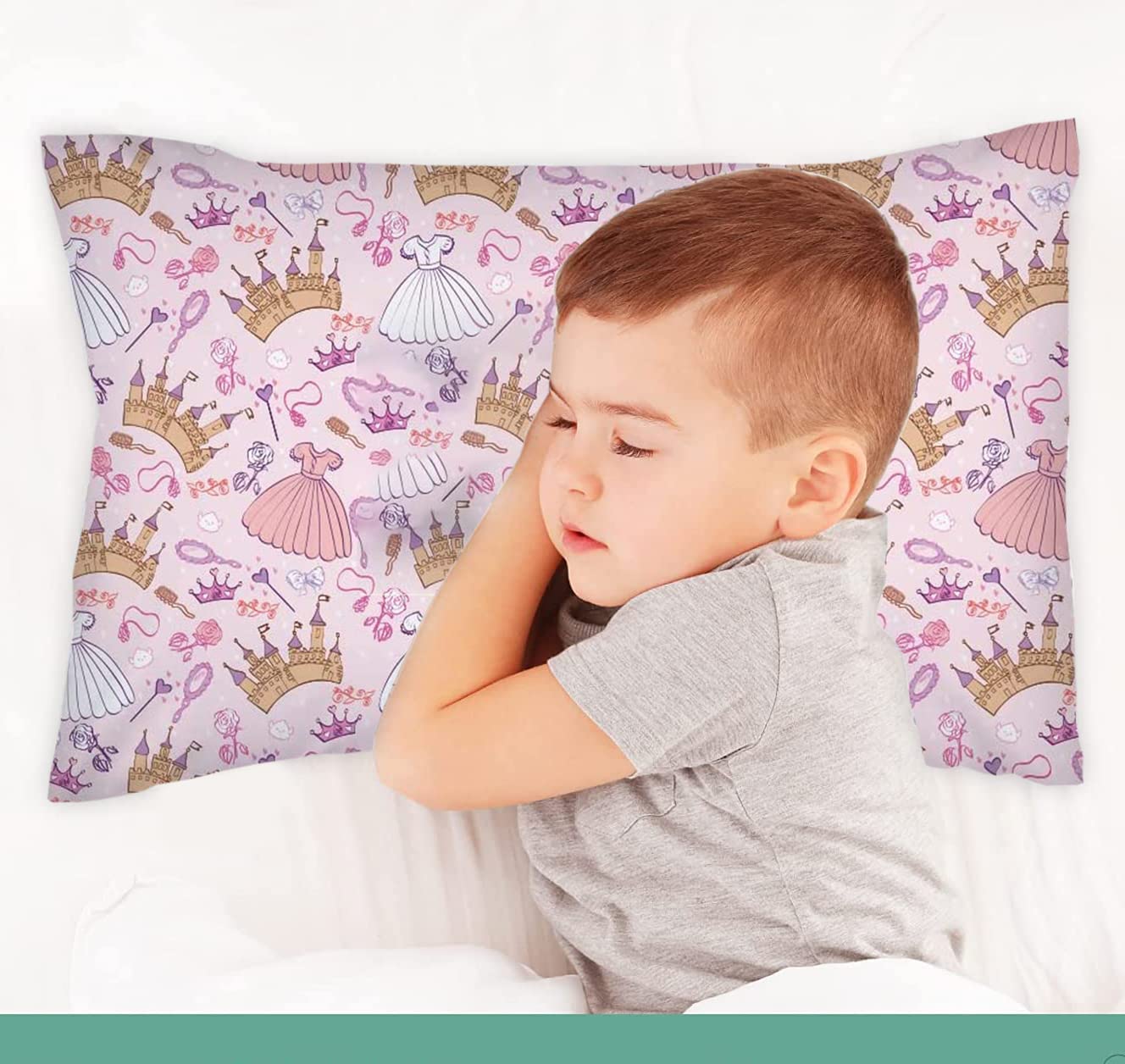 Zoliva Baby Pillow for Sleeping with Alphabetic Print, Multicolour Toddler Baby Pillow for Bedding, Soft Pillow, Children Pillows for Sleeping (12" X 18") (Kids Crown - Flat)