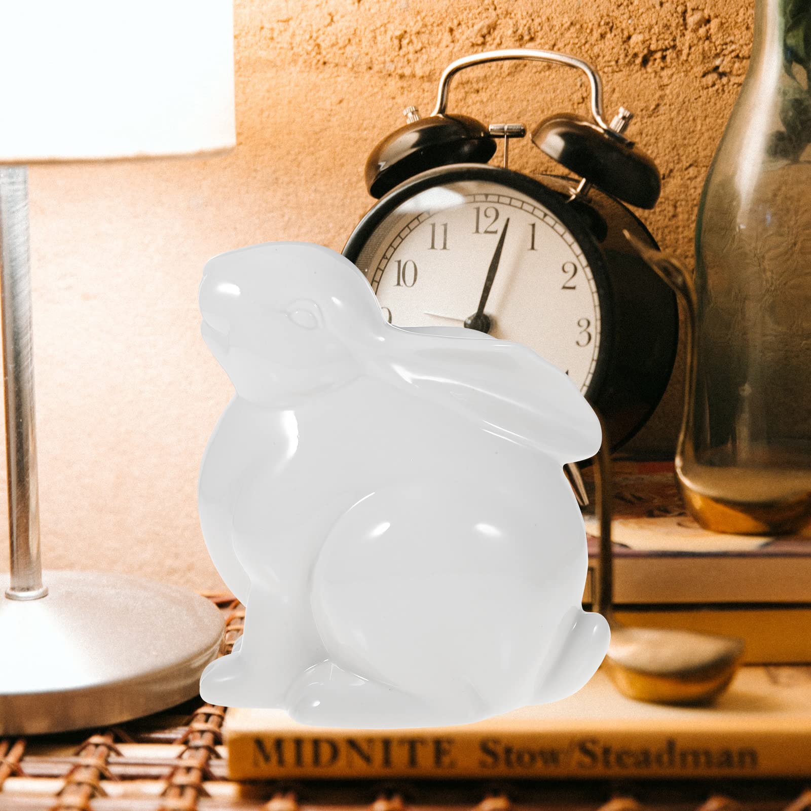 MULAIDI Lapins blancs en céramique pour maison, bibliothèque, décoration de Pâques, décoration de micropaysage pour jardin, cour, ornements gris pour chambre à coucher