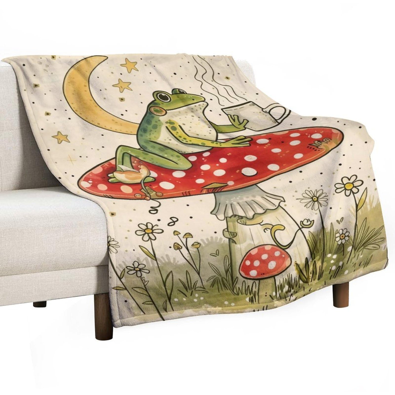 YHGSREUOH Everything Is Figureoutable Relax Frog Mushroom (1) Flannel Blankets Fleece Soft Throw Lightweight Plush Gifts for Couch, Bed, Cozy Sofa Plush, Chair, Lovers 80x100cm(30x40in)