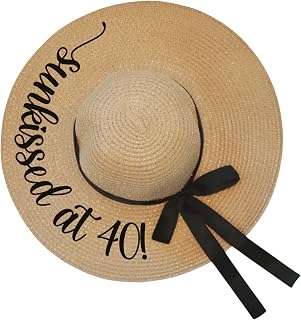 'Sunkissed at 40' Sun Hat, Elegant Design for 40th Birthday, Ideal for Beach and Tropical Vacations, Stylish UV Protection, Perfect Gift for Women, Girlfriends, Mothers, Daughters, 1 Hat