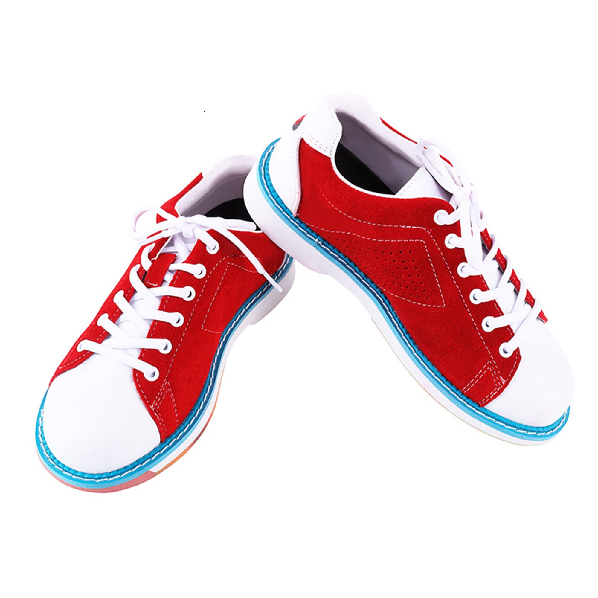 Womens Bowling Athletic Shoes, Ladies Fasion Bowls Fitness Trainers with Flexslide Breathable Walking Sneakers,Red,8.5