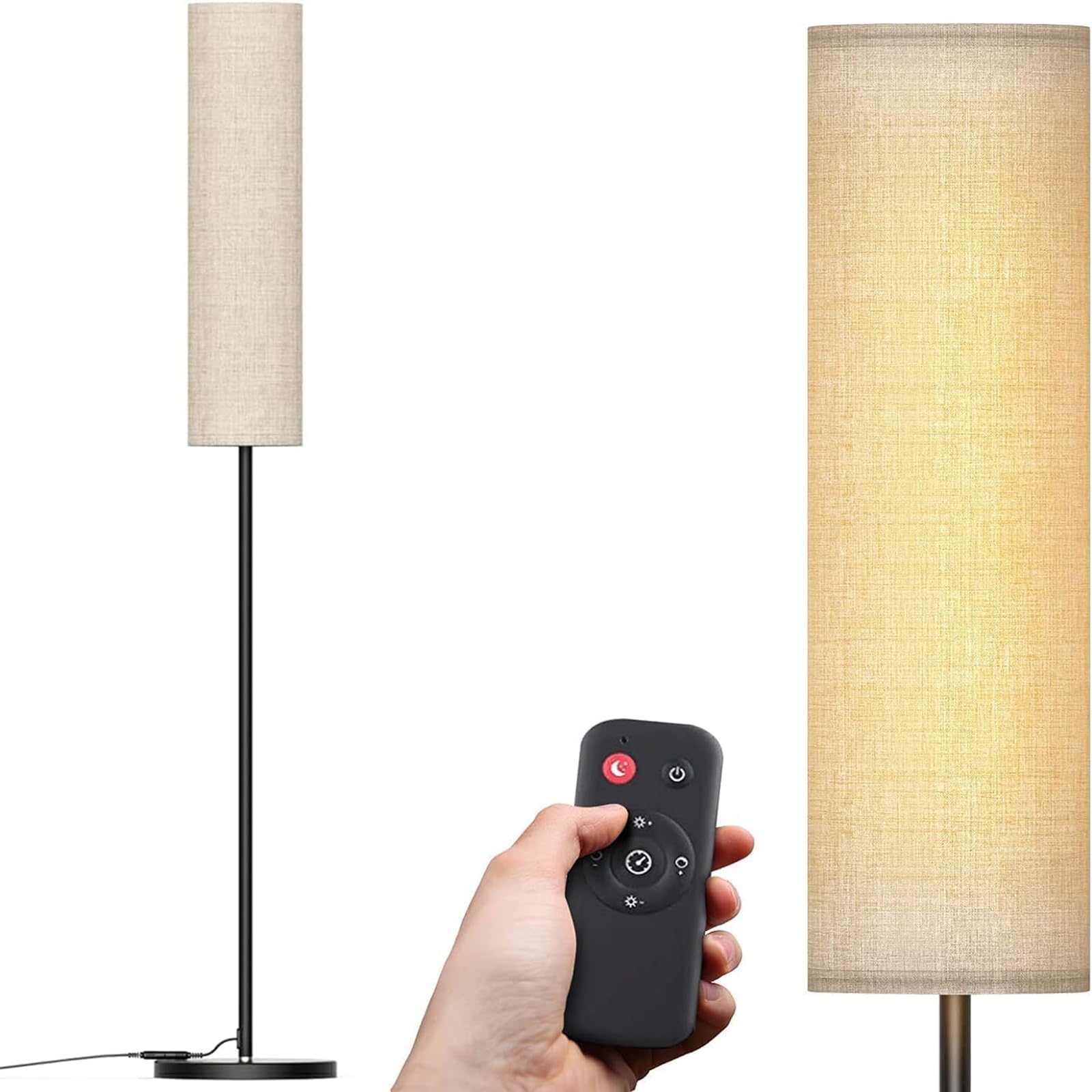 Lithomy Lampada da Terra, 12W Piantana Salotto con Telecomando Lampade da Terra con 4 Temperature Colore e Modalità Luce Notturna, Lampada da Terra LED per Soggiorno, Camera da Letto, Studio