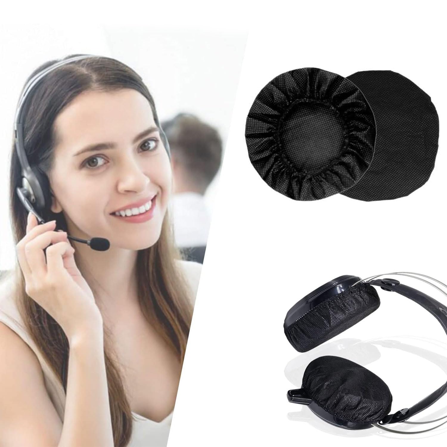 VIKSAUN 50 Fundas Desechables Para Auriculares – Tela No Tejida, Elásticas, Higiénicas Y Transpirables, Diámetro 10–12 Cm