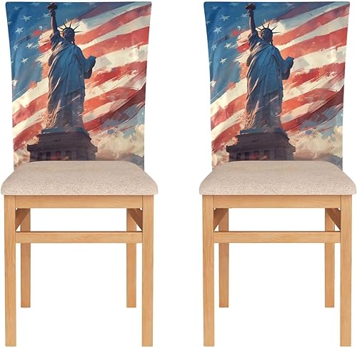 Miniatura 2 de 4th of July Independence Day White Liberty Decorative Covers for Chairs for Dining Room Chairs Soft Waterproof Chair Covers for Dining Chairs