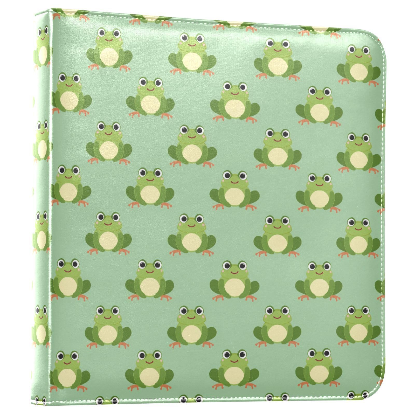 JIPONI Cute Funny Frogs Large Photo Album, DIY Leather Cover Scrapbook Albums for 4x6 5x7 6x8 Pictures, Self Adhesive Memory Book for Wedding, Baby, Family