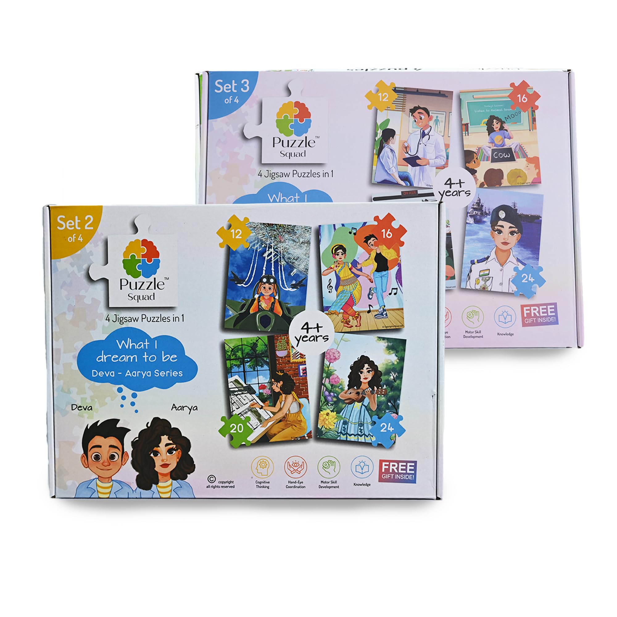 Puzzle Squad™ 4 in 1 Jigsaw Puzzle with 144 Pieces (Combo Pack) | Educational Toys Board Game | What I Dream to be Deva – Aarya Series | Fun & Challenging Cardboard Puzzle - Birthday Gifts. (B0CPJB5DYS) Amazon Price History, Amazon Price Tracker