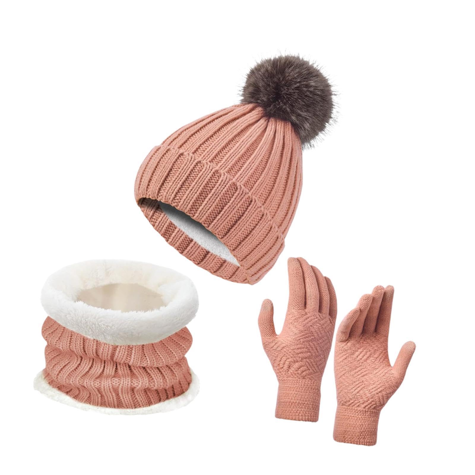 The Style SutraWinter Hat Scarf Gloves Set Winter Cap Neck Warmer for Running Skiing Hiking Pink|Clothing, Shoes & Accessories | Womens Accessories | Hats-image-17