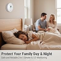Vista 2 de Essential 2-in-1 Smoke CO Detector, 10-Year Battery, LCD Display, 85dB Horn, No-Hassle Setup for Home
