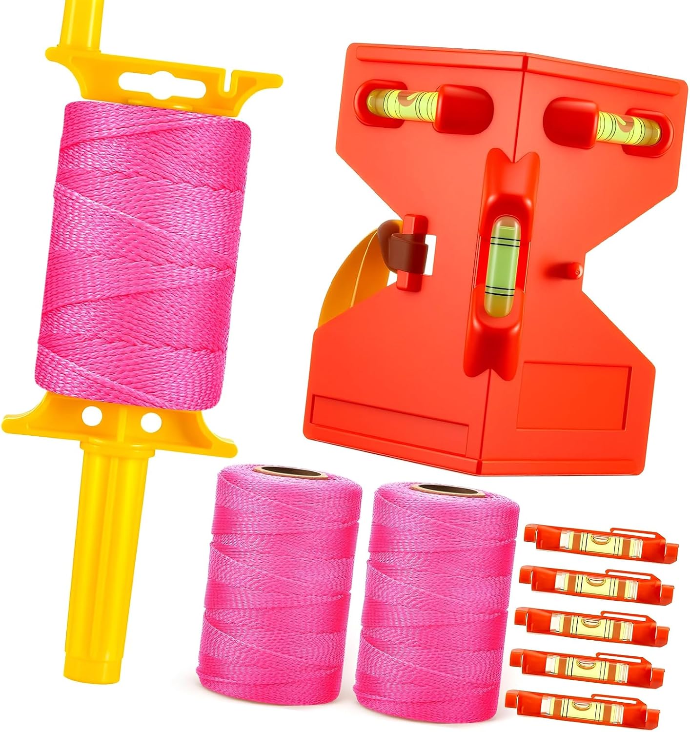 3 Rolls Line String with Post Pipe Levels and 5 Line Levels Precisions String for Gardening Outdoor Surveying Twine