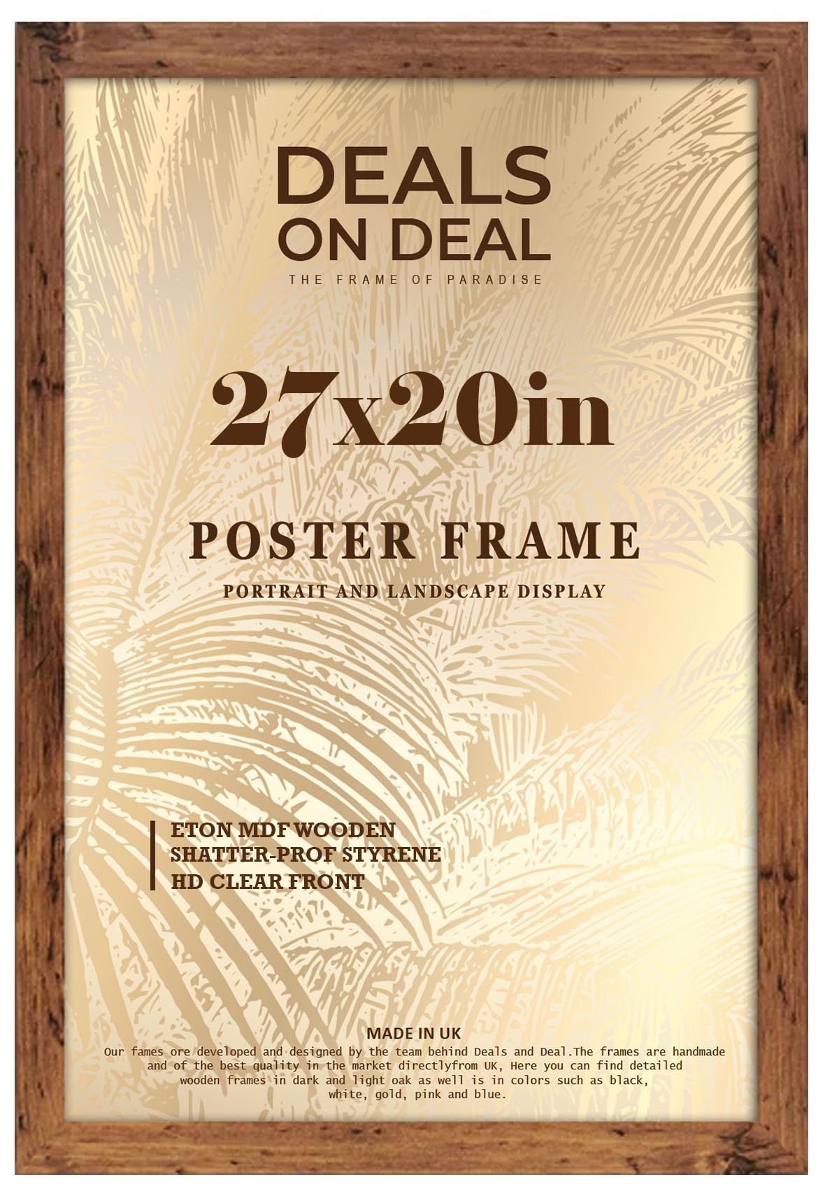 DEALS ON DEAL® Poster Frame 27x20 in Photo Picture Frame Jigsaw Puzzle | Mdf Wooden 27 x 20 in | for Home Office Livingroom-Rustic