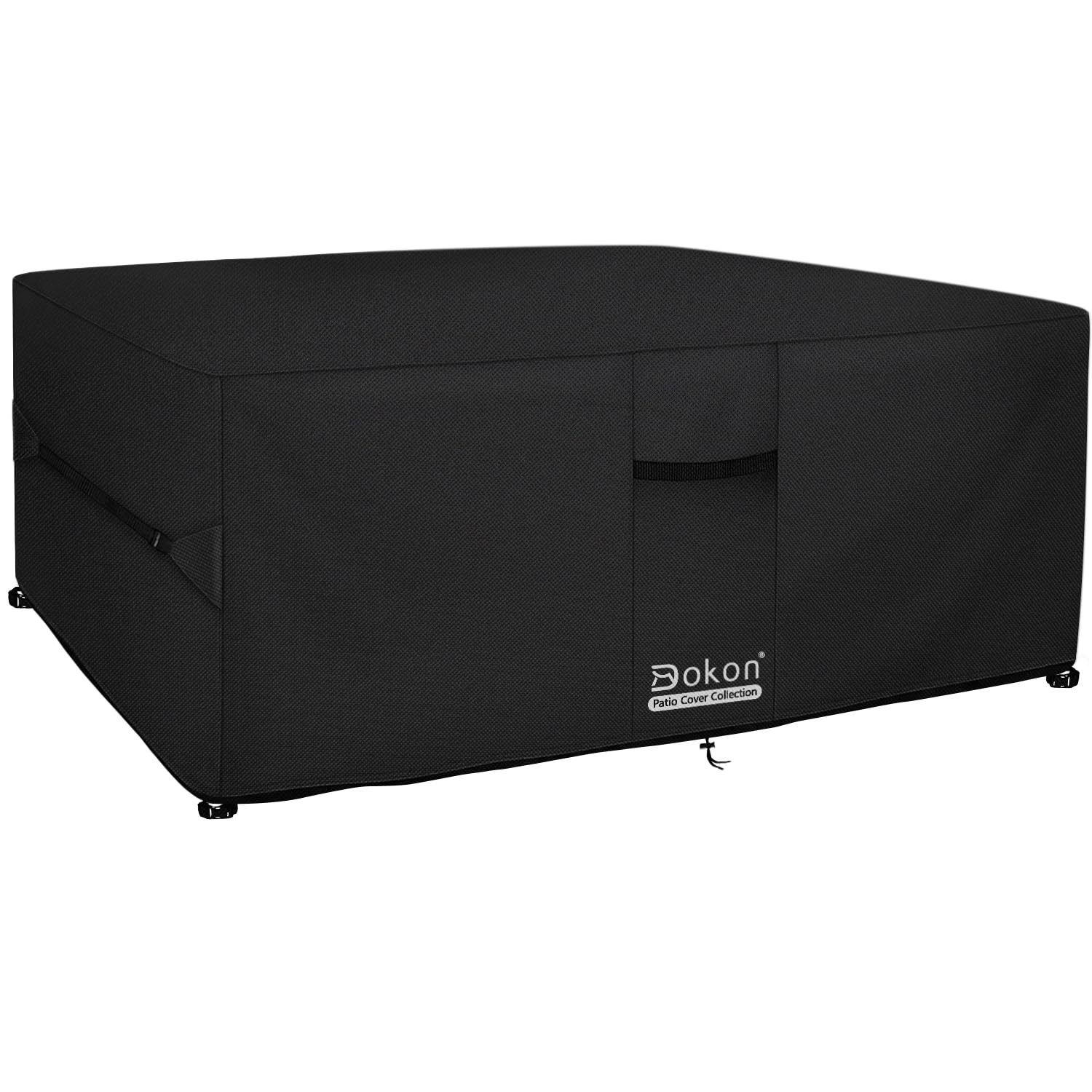 Dokon Cube Garden Furniture Covers Waterproof Windproof Anti-UV Heavy Duty Outdoor Table Cover with Air Vents, Rattan Cube Cover (125x125x74cm) Black