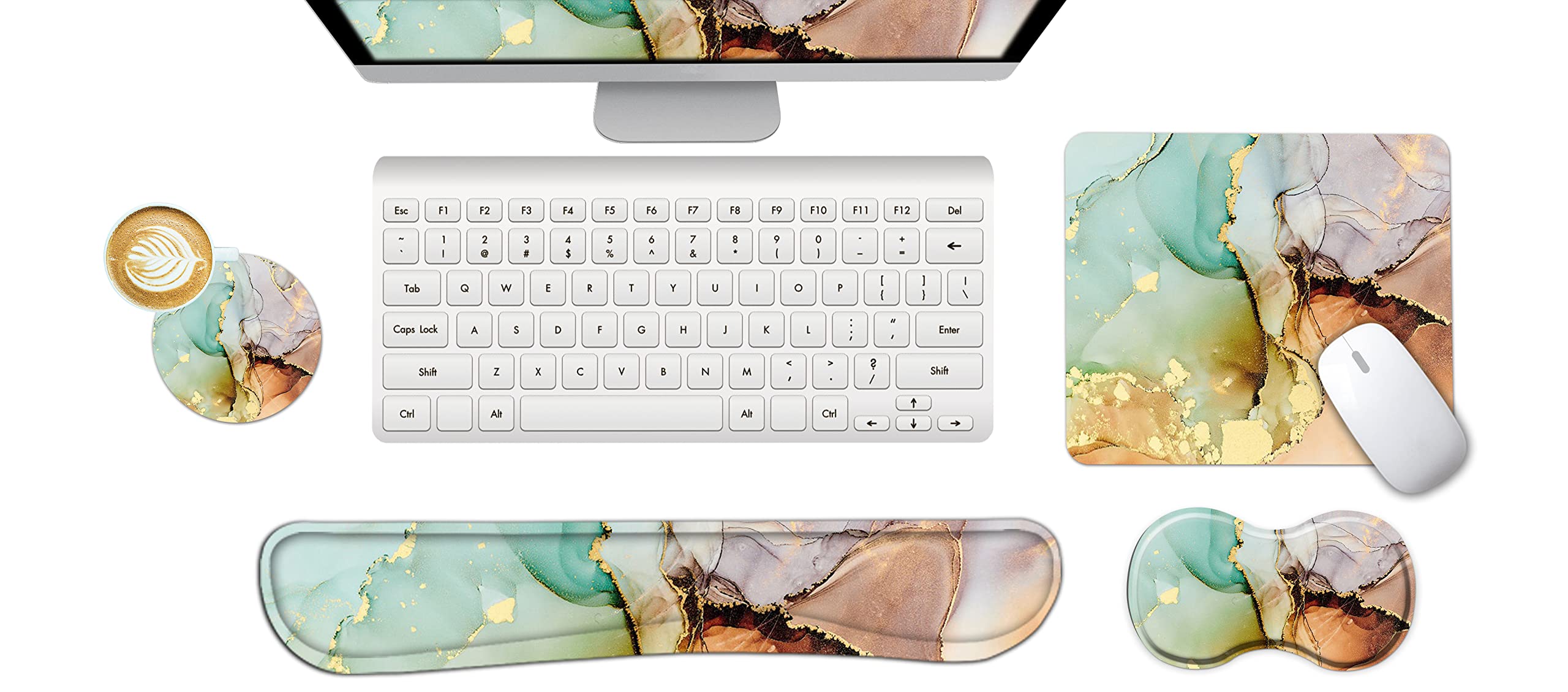 ArtSo Ergonomiczna podkładka pod nadgarstek + podkładka pod mysz + wsparcie pod nadgarstek klawiatury + podstawka, podkładka pod mysz z pianki z pamięcią kształtu antypoślizgowa gumowa podstawa trwała wygodna 4 szt. do łatwego pisania ulgi w bólu, sztuka