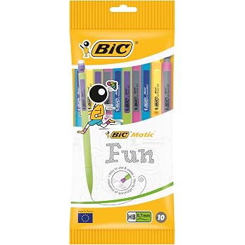 BIC Matic Fun 0.7mm Mechanical Pencils - Assorted Colours Pouch of 10