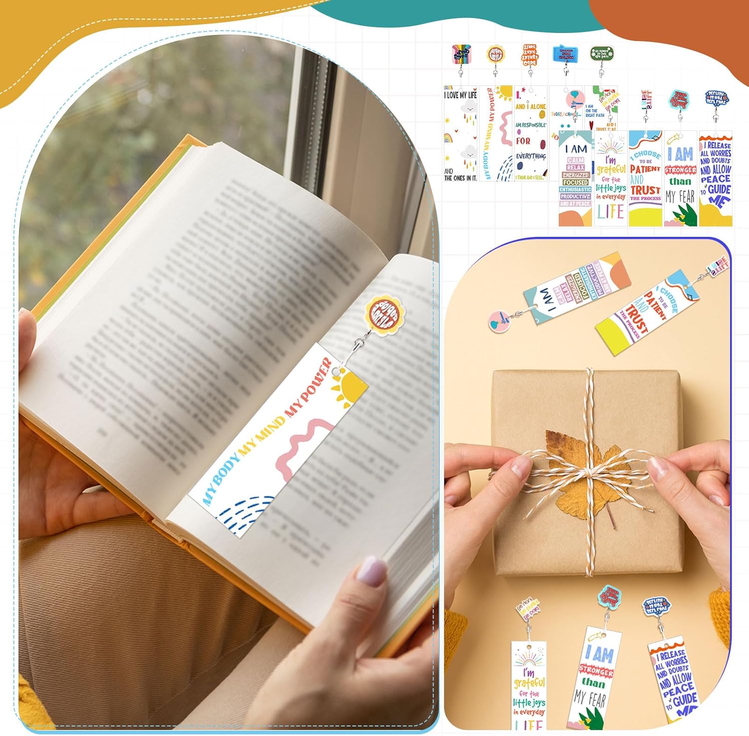 200 pcs Mental Health Awareness Items Gifts Set Bulk 100 Inspirational Bookmarks with 100 Mental Health Keychains Positive Affirmation Cards Gifts for Students Counselor Office Must Haves
