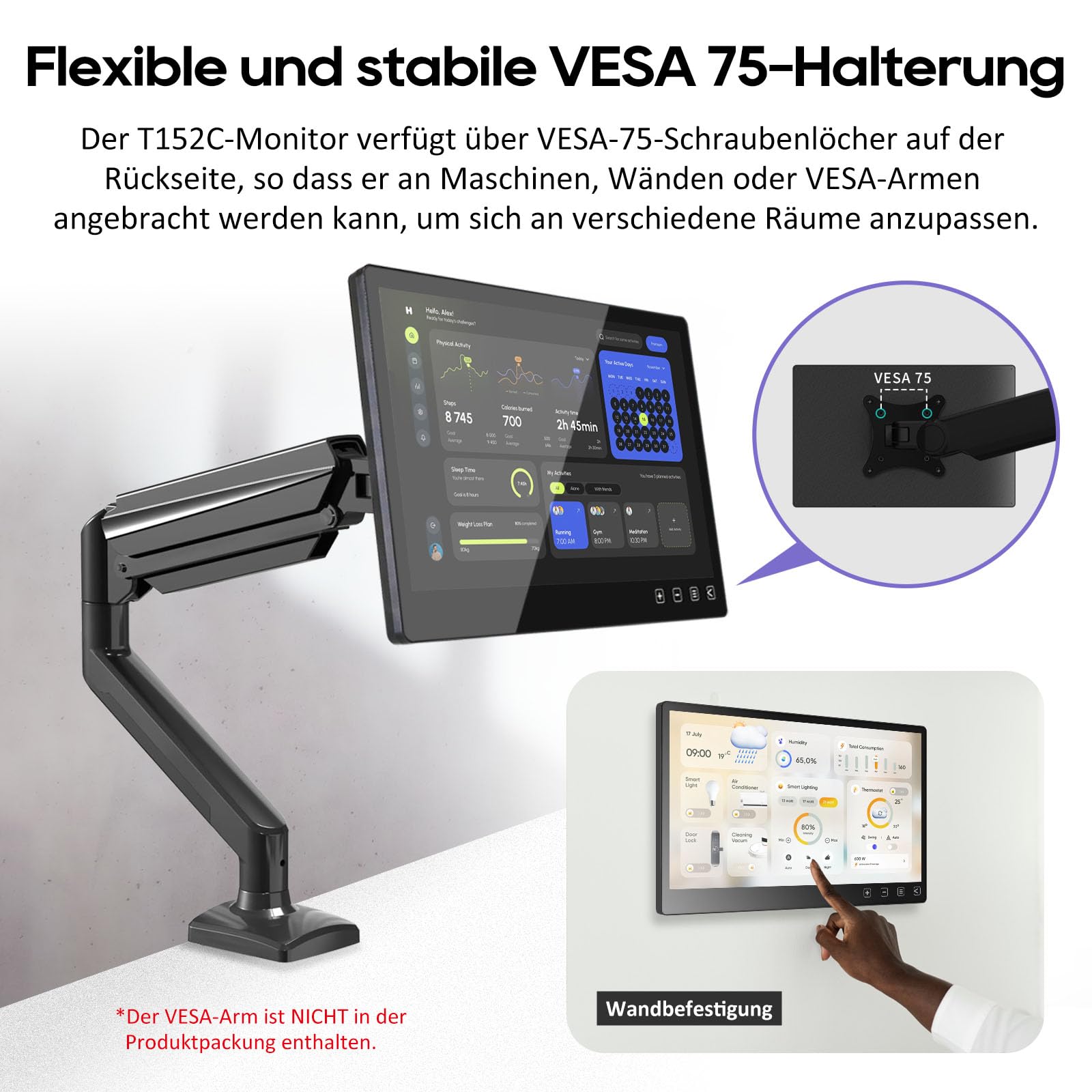 Gechic 15,6-calowy pojemnościowy ekran dotykowy monitor T152C, monitor KVM z 2 HDMI, 2 porty USB, monitor dotykowy FHD, ochrona przed odciskami palców, z VESA 75 x 75 do POS, kiosku, komputera