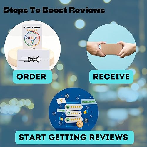 Miniatura 2 de Google Review Cards - Tarjeta NFC inteligente reutilizable  Paquete de 2 unidades de tamaño de tarjeta NFC  Reseñas fáciles simplemente toque