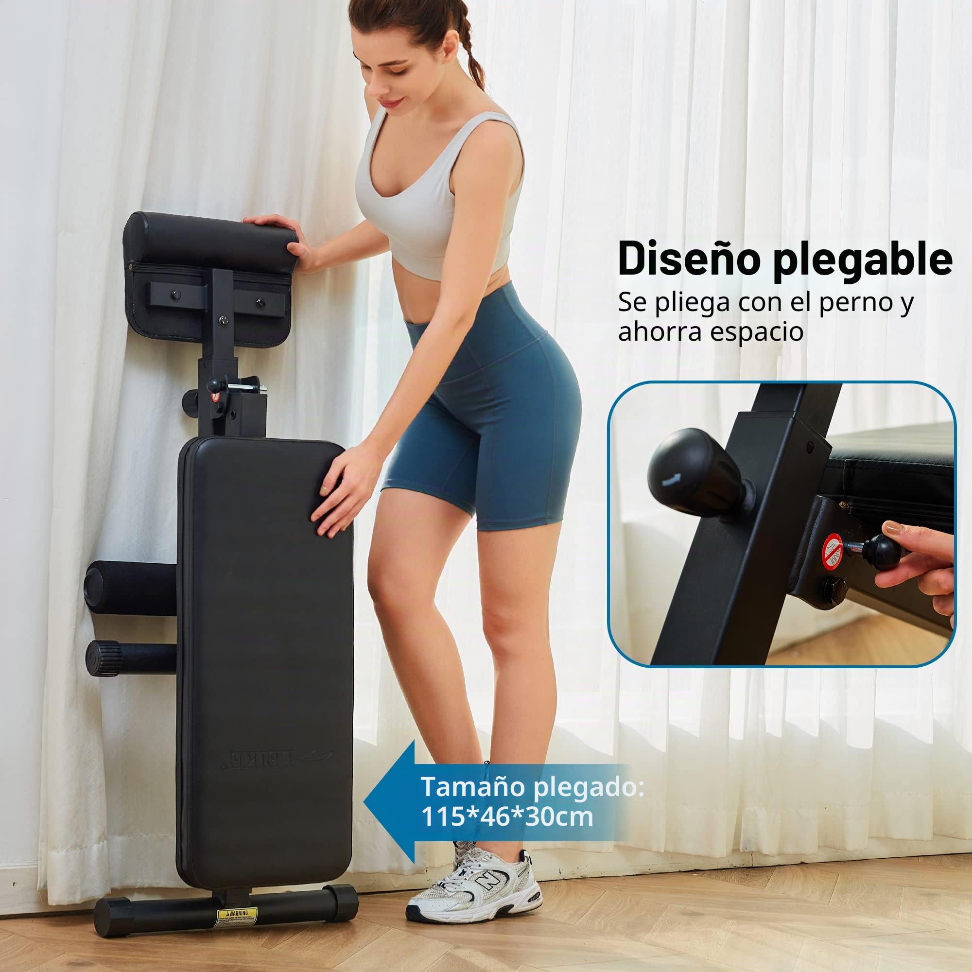 leikefitness Banco de pesas ajustable con silla romana, banco de ejercicio de entrenamiento de cuerpo completo, banco de entrenamiento de fuerza, predicador, rizos