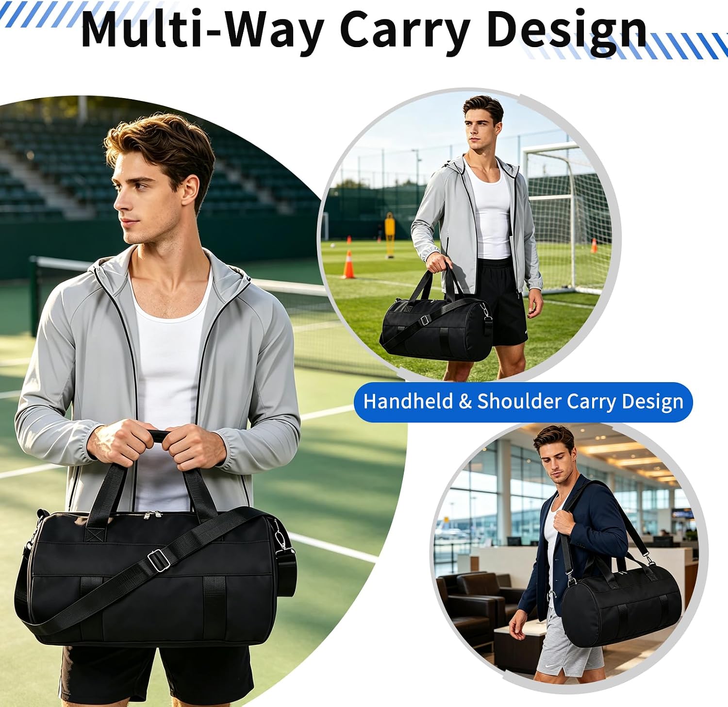 Smell Proof Cleat Bag Waterproof Soccer Shoe Organizer All Sport Athletic Storage, Odor-Absorbing Gear Holder with Handle & Shoulder Strap for Travel Gym