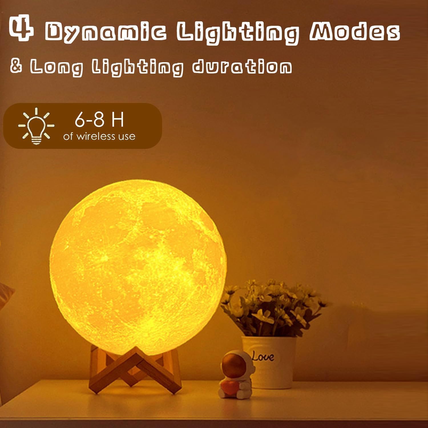 Moon Lamp, 16 Color 3D Printed Moon Night Light, Rechargeable LED Moon ...