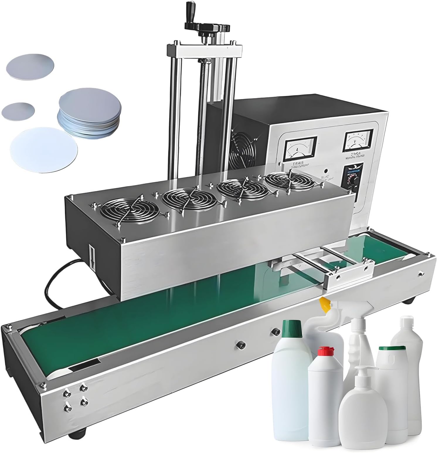 Induction Sealer Machine, Continuous Bottle Foil Cap Sealing, Automatic Electromagnetic Sealing for 20-300mm Height Bottles, 220V