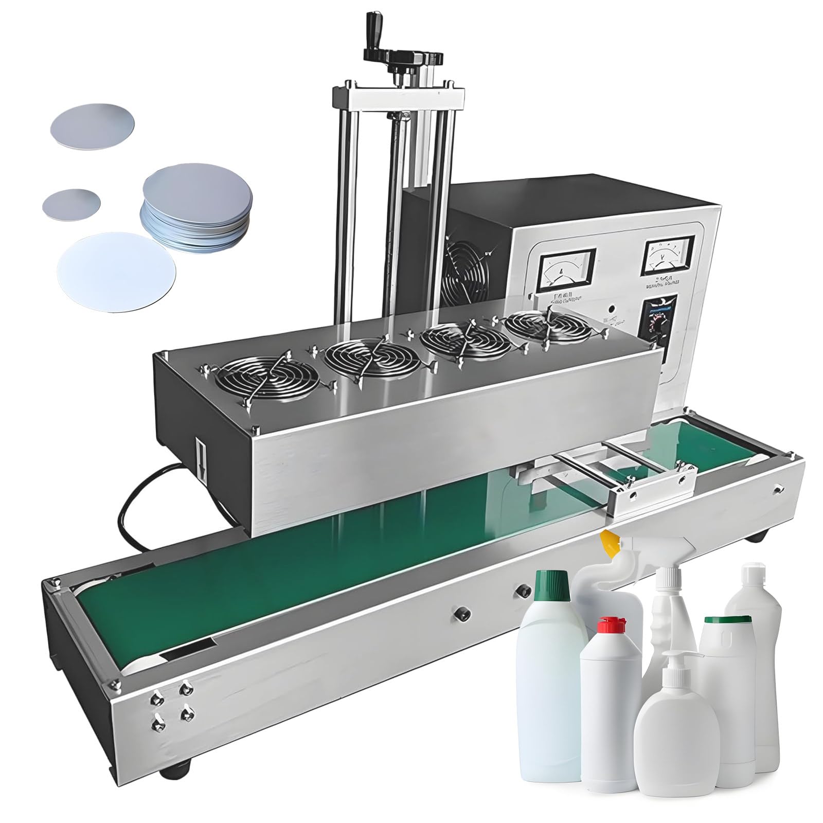 Máquina selladora por inducción, sellado continuo de tapas de papel de aluminio, sellado electromagnético automático para botellas de 20-300 mm de altura, 220 V