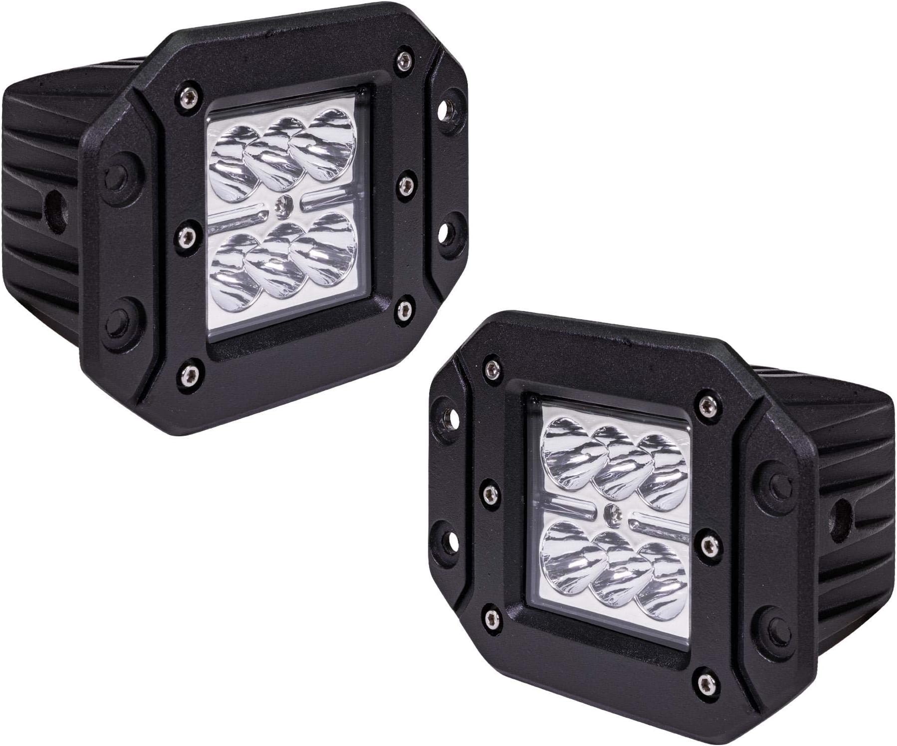 2 pcs 24W LED Off Road Cube Lights [Flush Mount] [SPOT Lens] [6000K Clear White] [Driving Reverse Backup] [12V Work Light] [Rugged] for Trucks, Trailer, Bumper