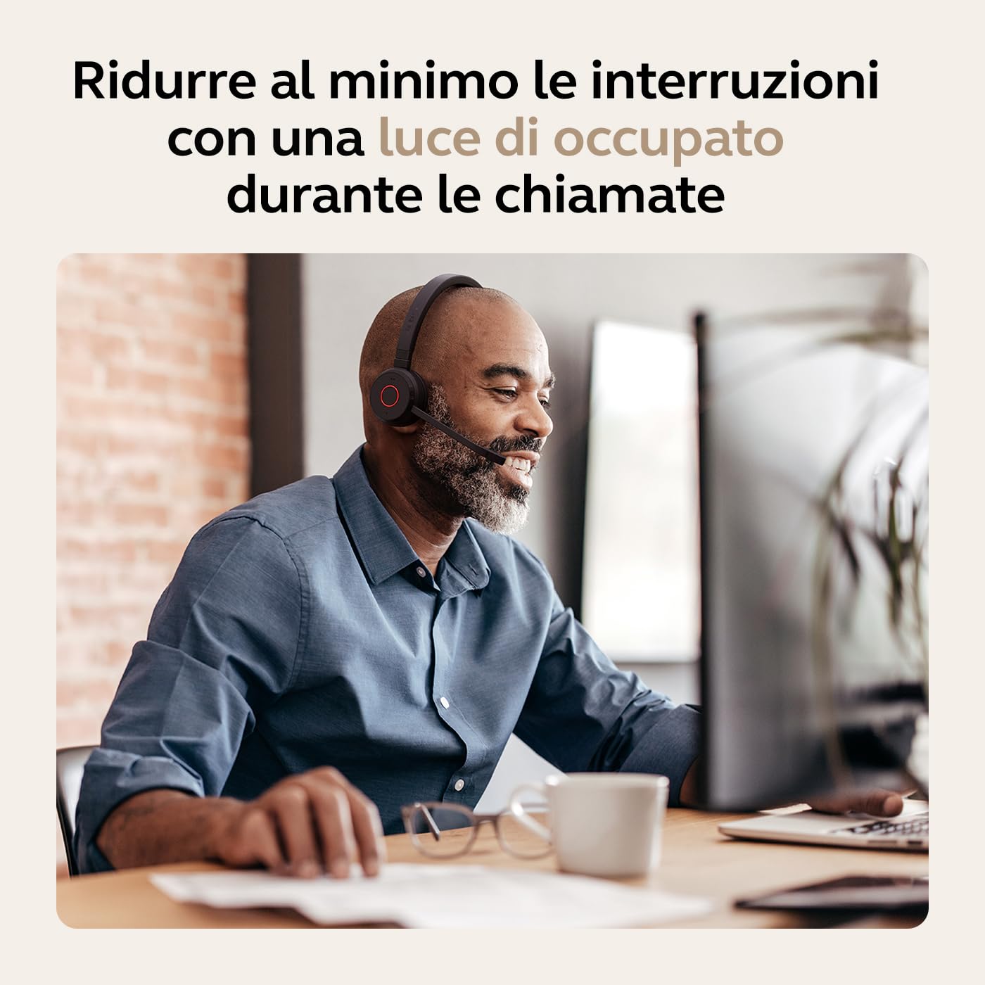Jabra Evolve 65 TE cuffie stereo wireless certificate Microsoft Teams, portata 30 metri, batteria 12 ore, USB-A, doppia connettività - Nero