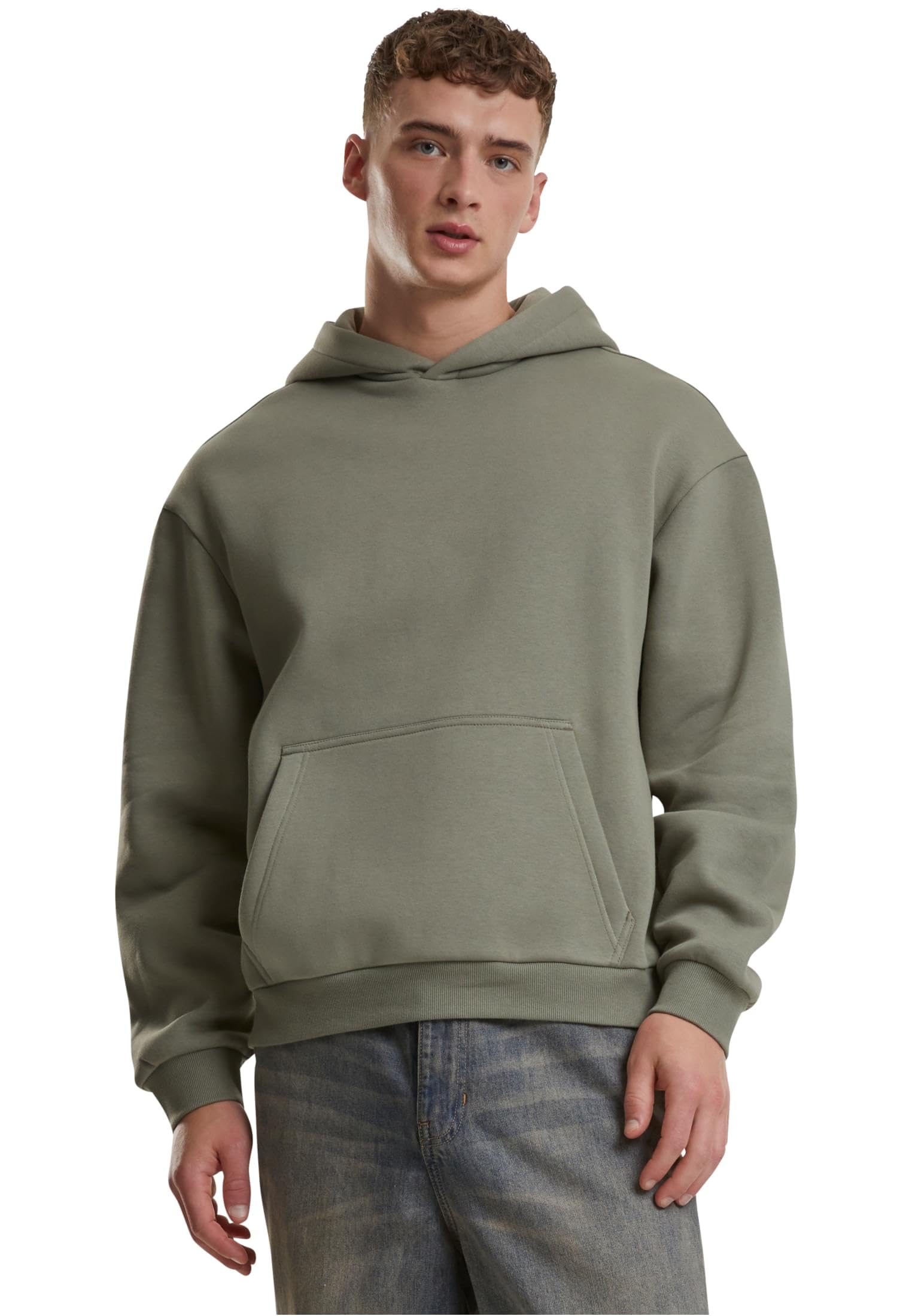Urban Classics Męska bluza z kapturem Fluffy Hoody, luźna bluza z kapturem dla mężczyzn, oversize fit, rozmiary S-5XL, Paleolive, 4XL