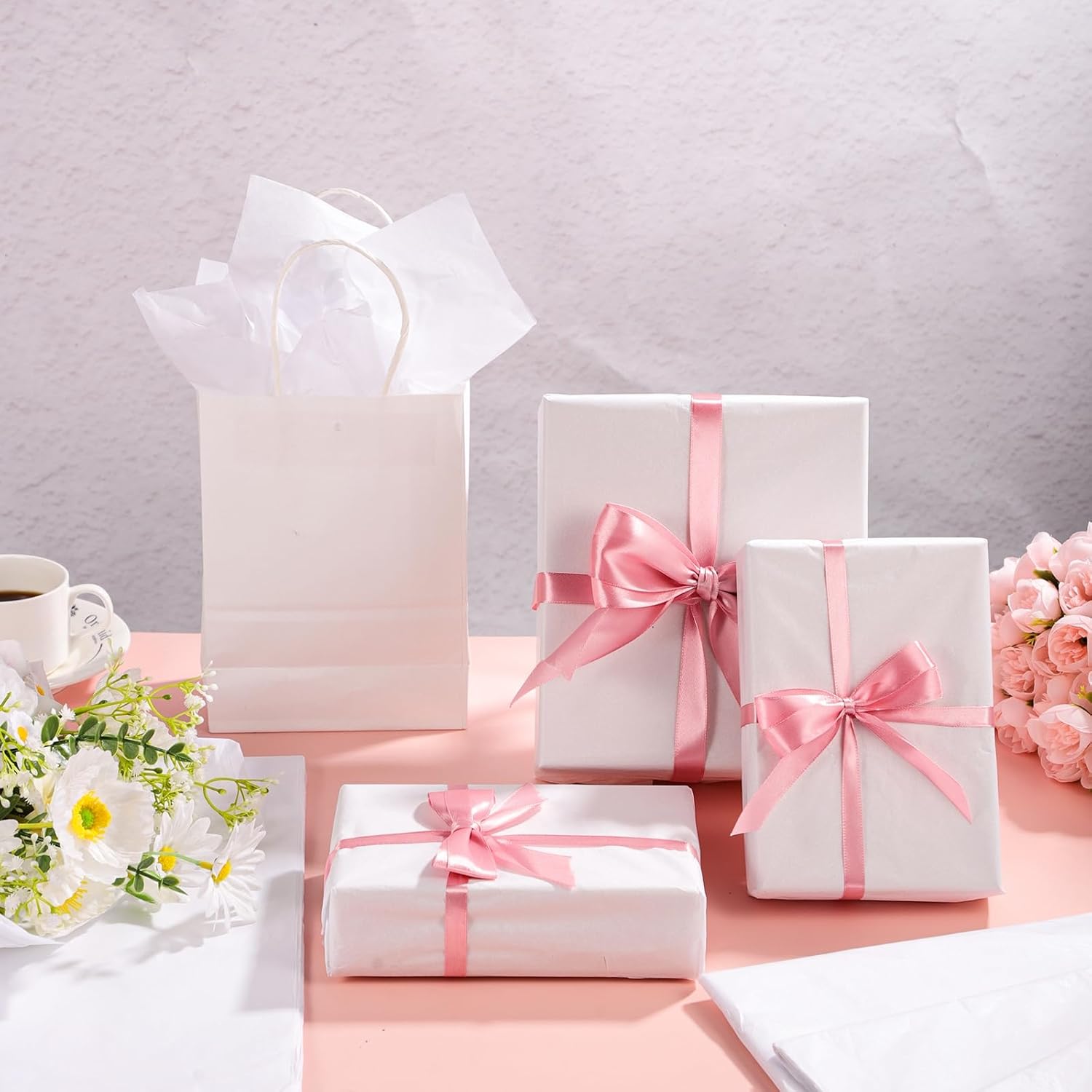 600 Sheets Tissue Paper Bulk 20 x 30 Inches Easter White Tissue Paper for Storage Packaging Gift Bags Wedding Birthday Mother's Day Art Crafts