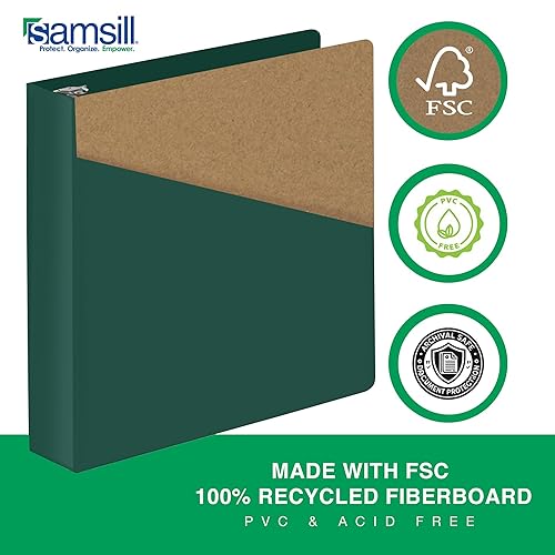 Vista 113 de Samsill Carpeta duradera de 1.5 pulgadas, fabricada en los Estados Unidos, carpeta de anillos en D, carpeta transparente personalizable, color Negro