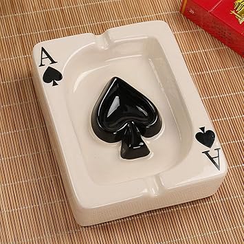 Habiba Ashtrays Playing Card Ashtray Ceramic Small Ash Tray Square with Card Can Be Used Car Home Coffee Table Decoration Ornaments Ashtrays Portable